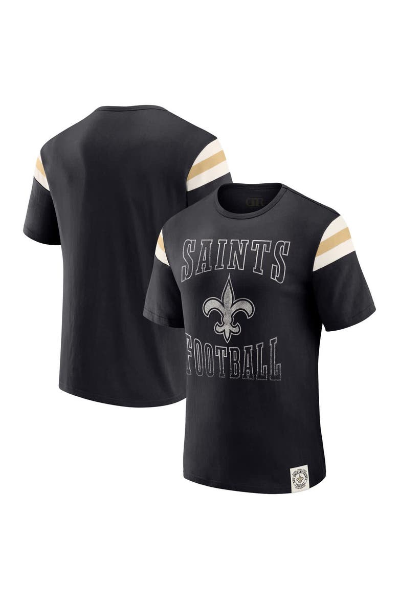 Men's Darius Rucker Collection by Fanatics  Black New Orleans Saints Football Stripe Sleeve T-Shirt, Main, color, Black