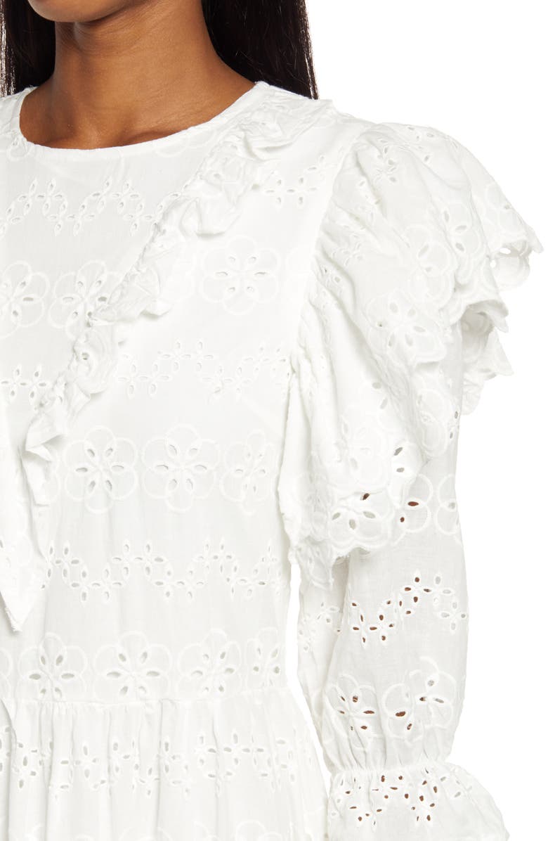 Amy Lynn Puff Sleeve Cotton Eyelet Midi Dress, Alternate, color, 