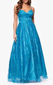 Blondie Nites Gllitter Dot & Leaf Ballgown