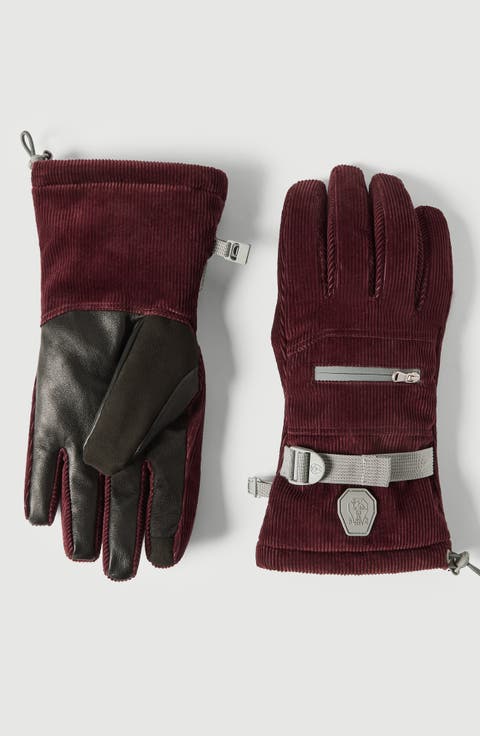 Bonded corduroy Mountain gloves with logo