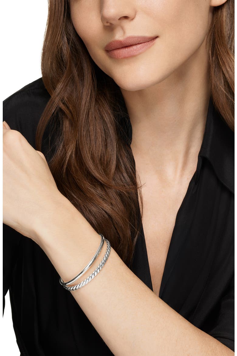 DY Mercer® Two Row Cuff Bracelet in Sterling Silver, 8mm, Alternate, color, SILVER