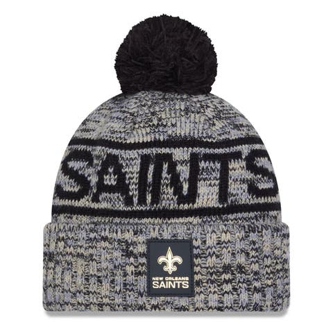 Men's New Era Black New Orleans Saints 2025 Sideline Cold Weather Cuffed Knit Hat with Pom