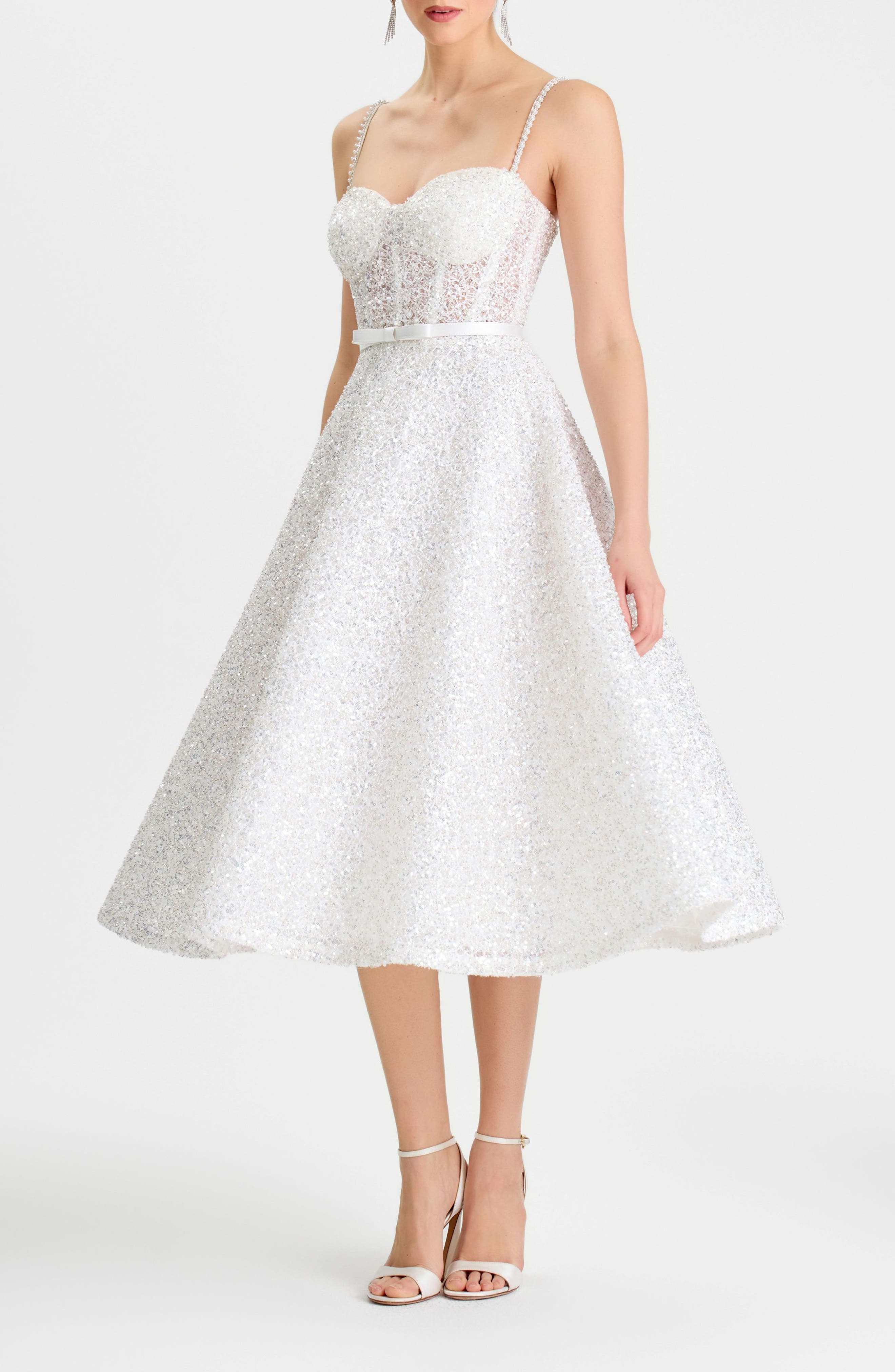 MARNO Rue dress white 丸林広奈 NADINE MERABI Marilyn Sequin Cocktail Dress (Women) | Nordstrom