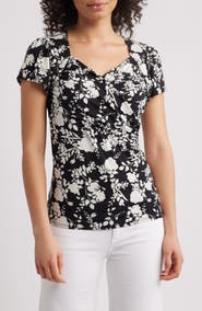 Loveappella Floral Faux Wrap Top