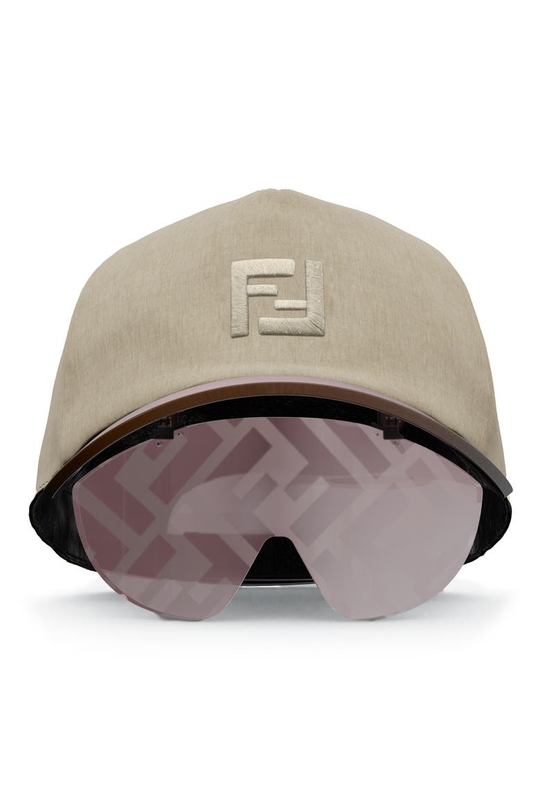'Fendi Eyecap Baseball Cap with Mask Sunglasses, Main, color, BEIGE/ BORDEAUX MIRROR
