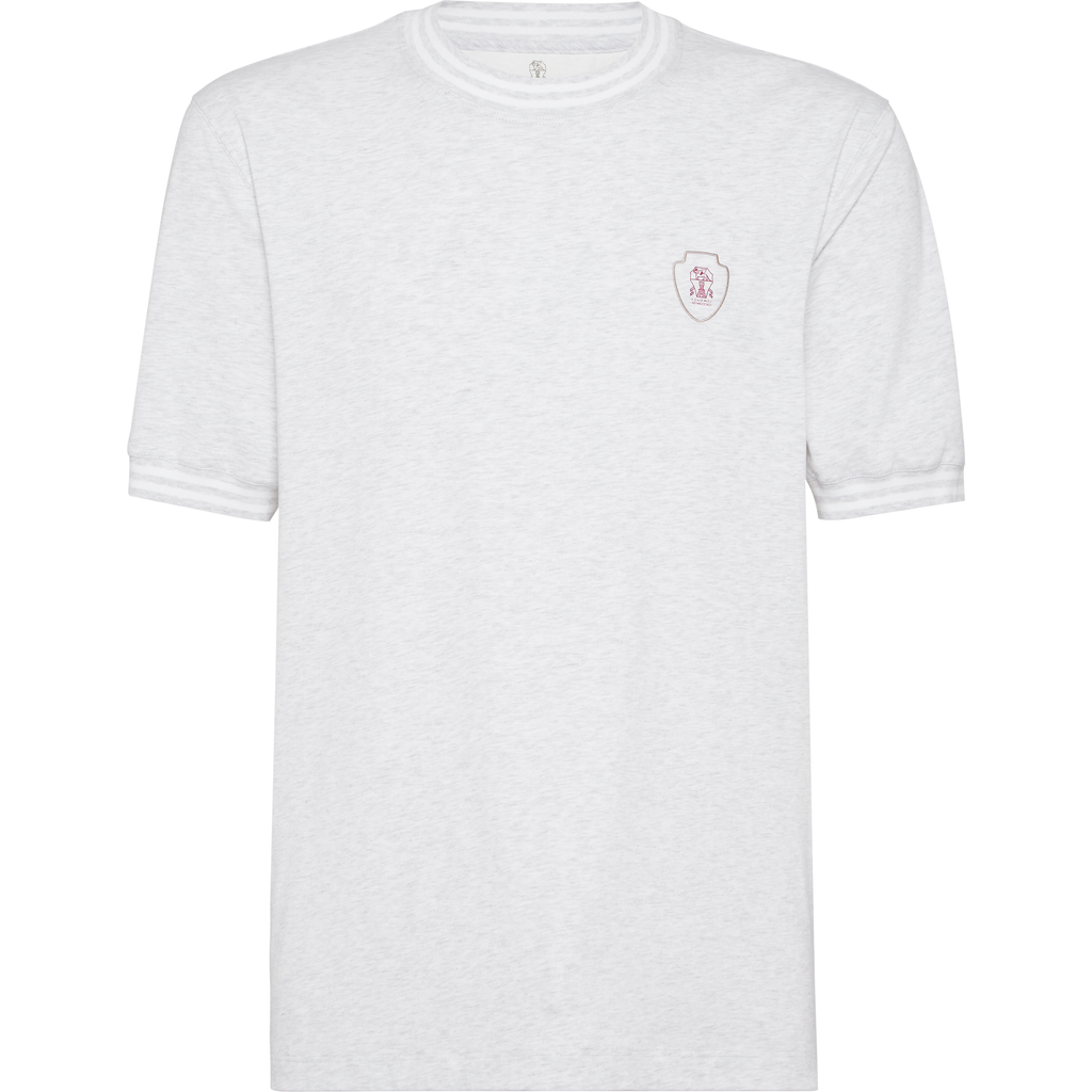 Brunello Cucinelli Cotton Jersey Crew Neck T-shirt With Logo In White