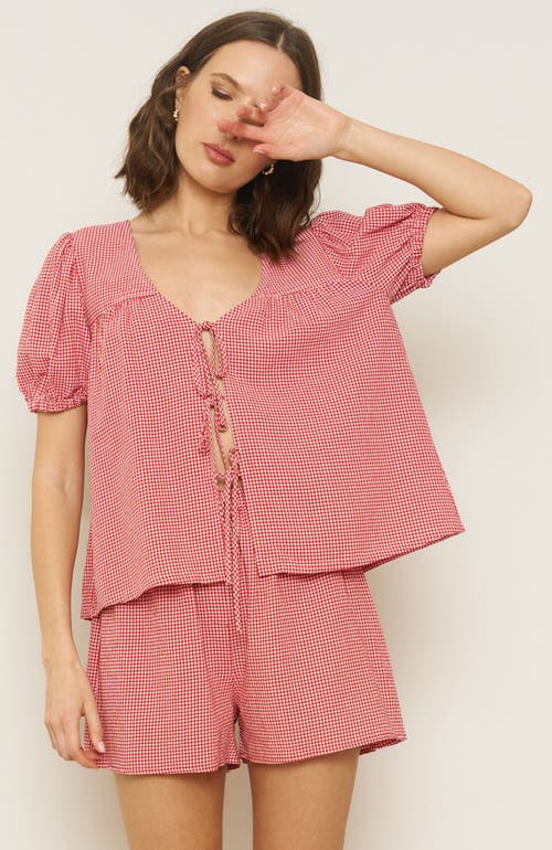 Whimsy + Row Birdie Top in Red Gingham  product