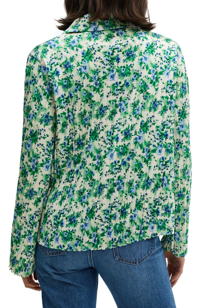 MANGO Floral Plissé Button-Up Shirt, Alternate, color,