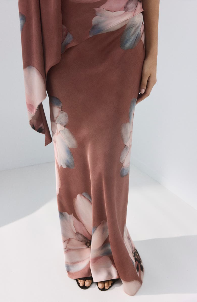 MANGO Floral Print Maxi Skirt, Alternate, color, Pastel Pink