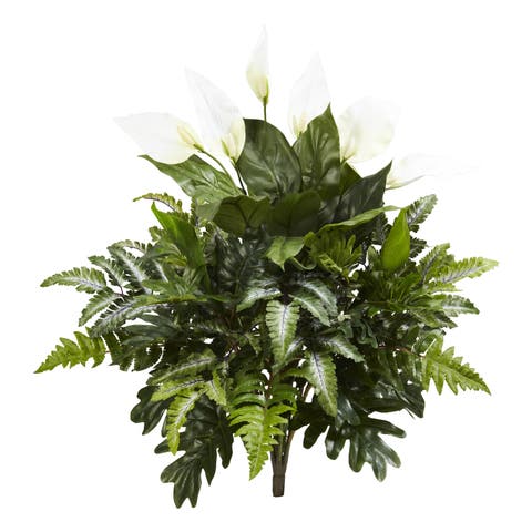 27-in Mixed Spathiphyllum Artificial Plant (Set of 2)