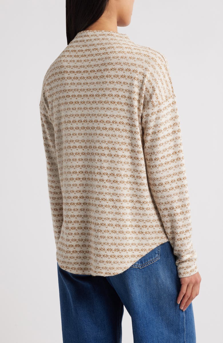 Bobeau Jacquard Mock Neck Knit Top, Alternate, color,