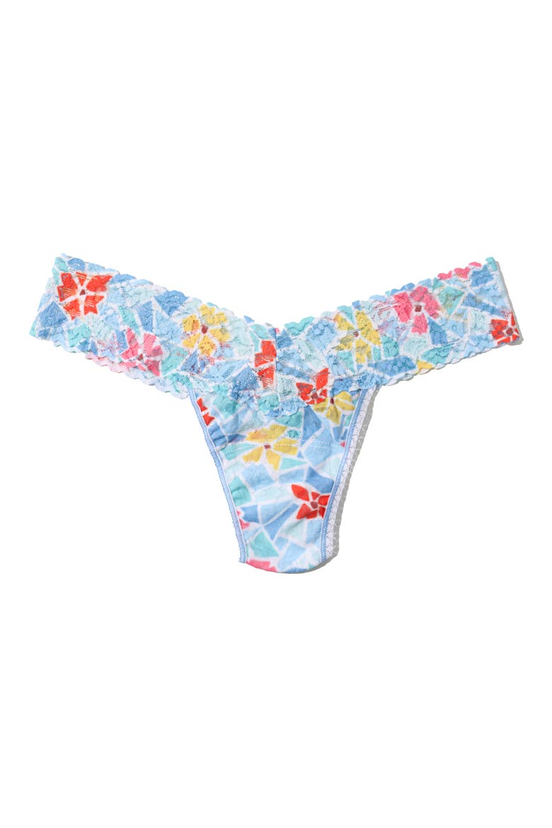 Print Low Rise Thong, Alternate, color, FLORAL MOSAIC