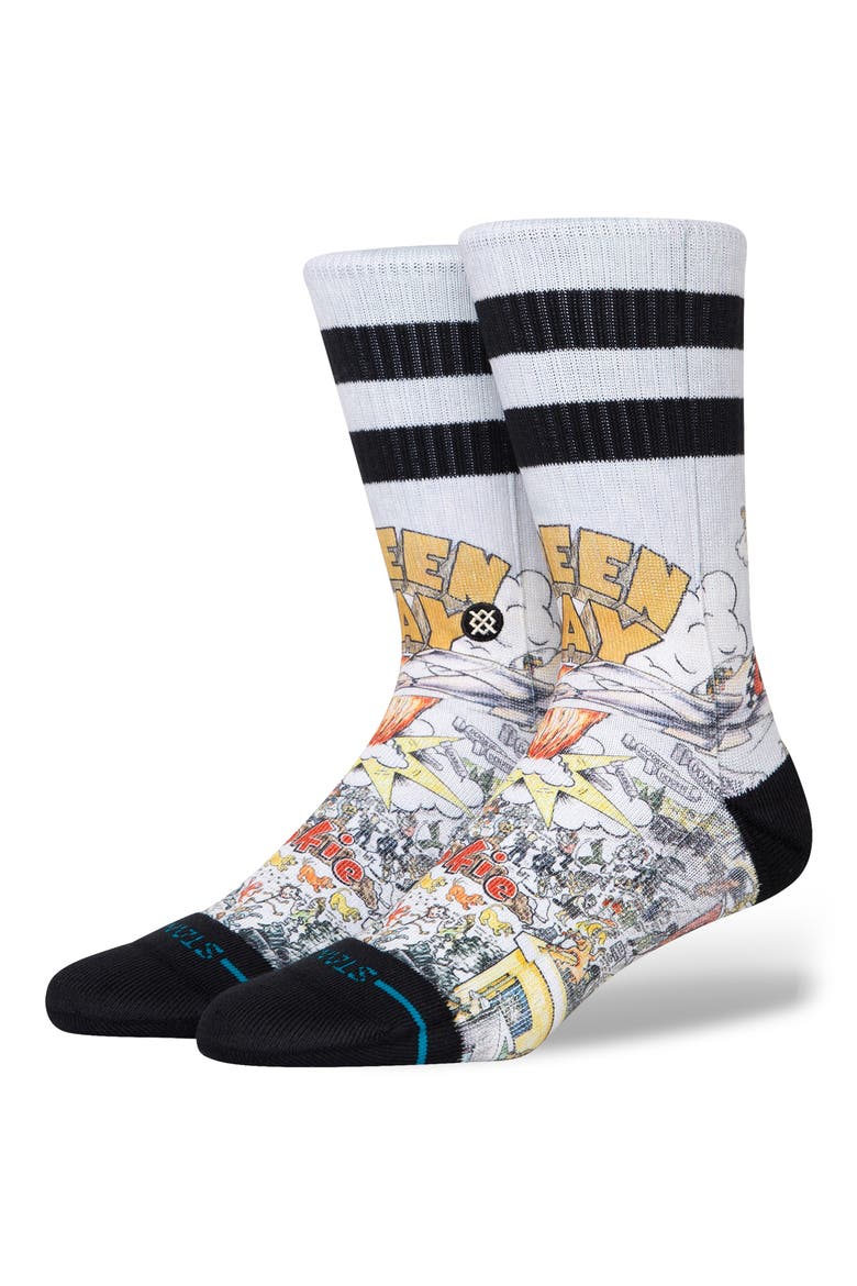 x Green Day 'Basket Case' Crew Socks, Main, color, WHITE MULTI