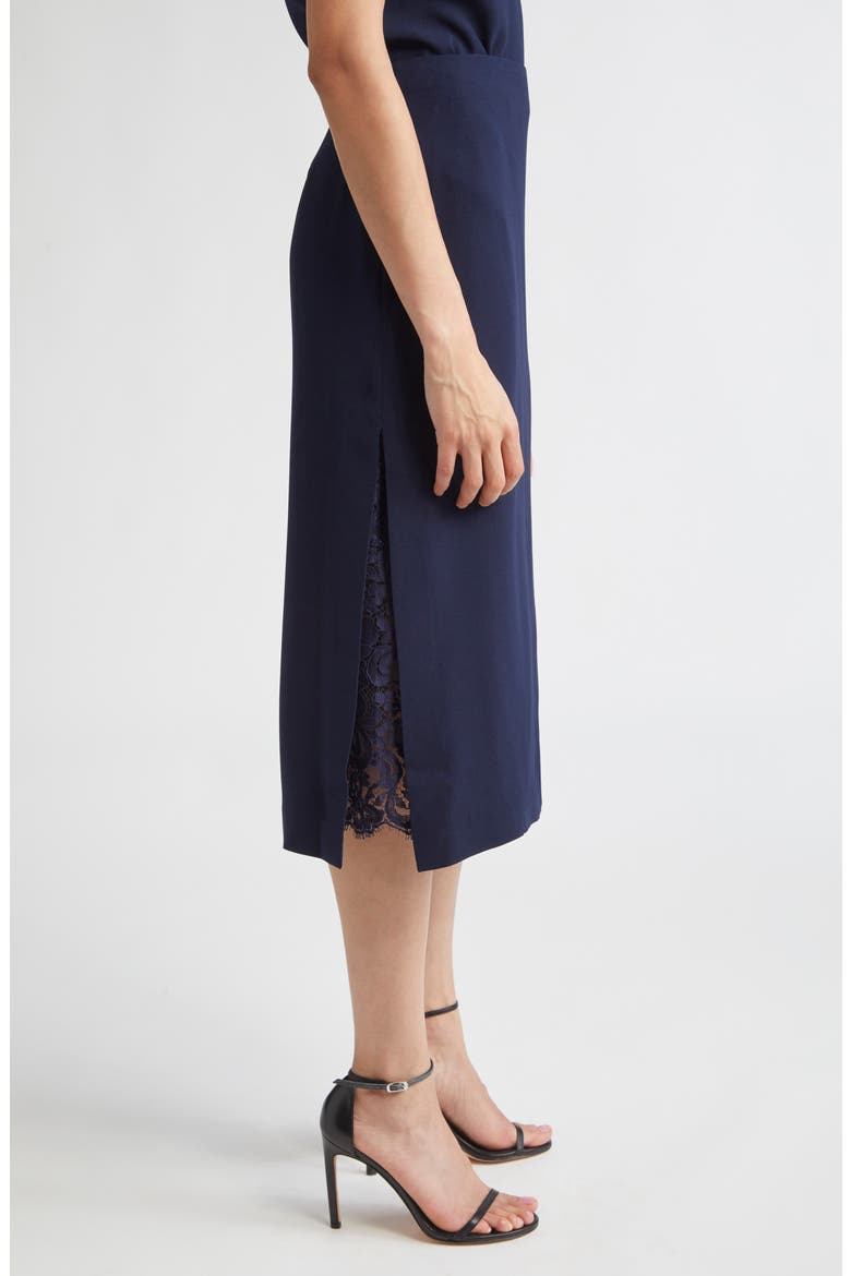 Lace Inset Satin Back Crepe Skirt, Alternate, color, MIDNIGHT