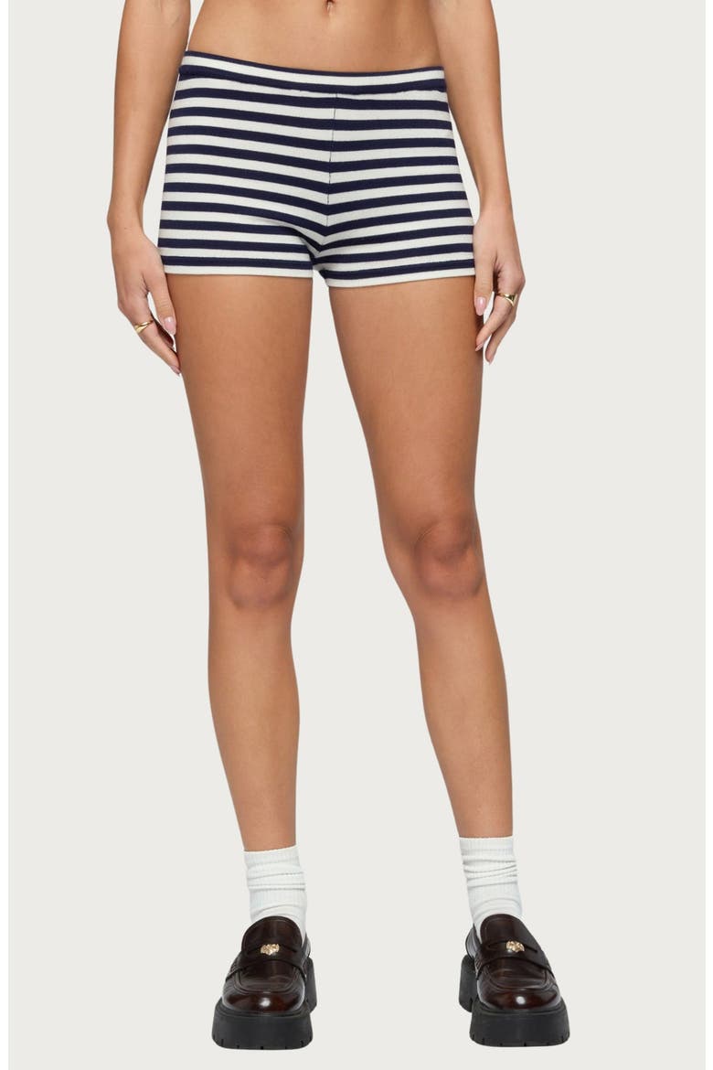 Irena Striped Micro Shorts, Main, color, NAVY-AND-CREAM