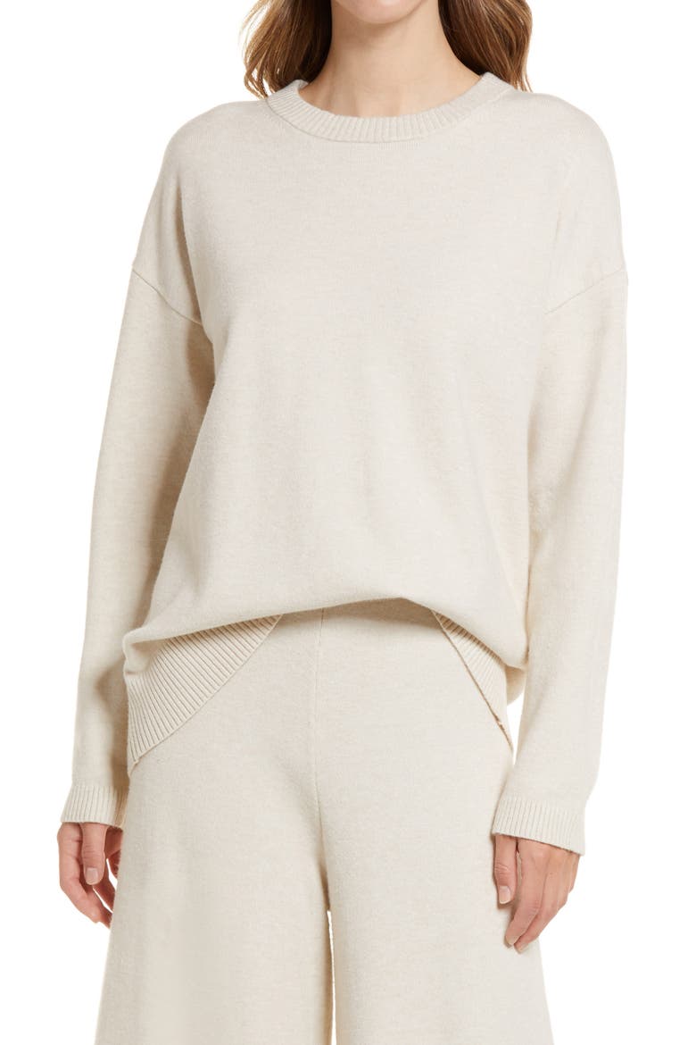 Relaxed Crewneck Sweater, Main, color, BEIGE OATMEAL LIGHT HEATHER