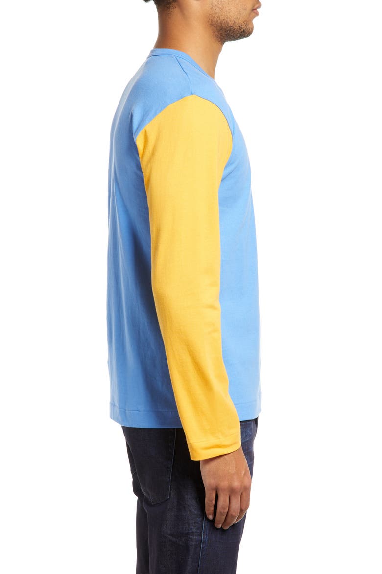 Colorblock Long Sleeve Cotton T-Shirt, Alternate, color, BLUE/ YELLOW