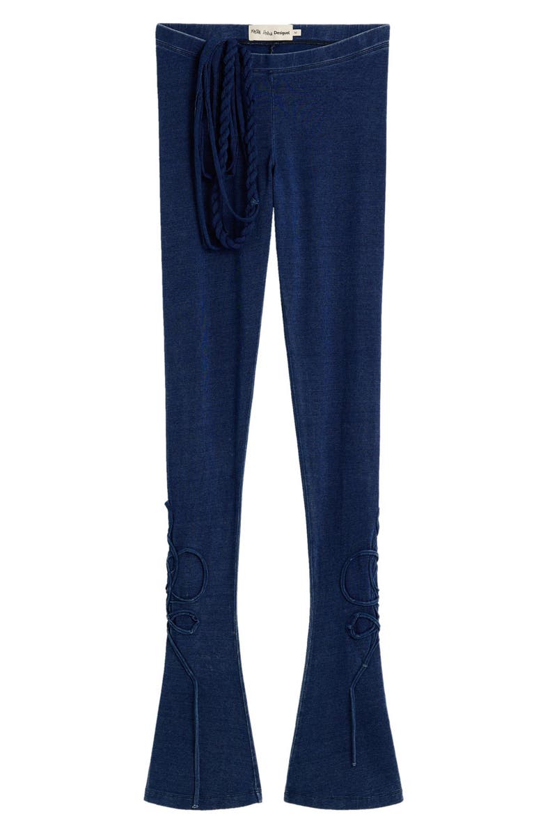 Desigual Tie Hem Detail Stretch Cotton Knit Pants, Alternate, color, Navy Blue