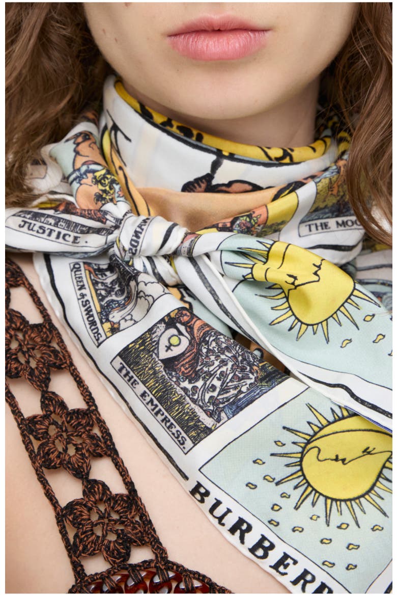 Tarot Silk Scarf, Main, color, Seaside blue