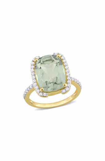 DELMAR Cushion Cut Green Quartz & White Topaz Ring