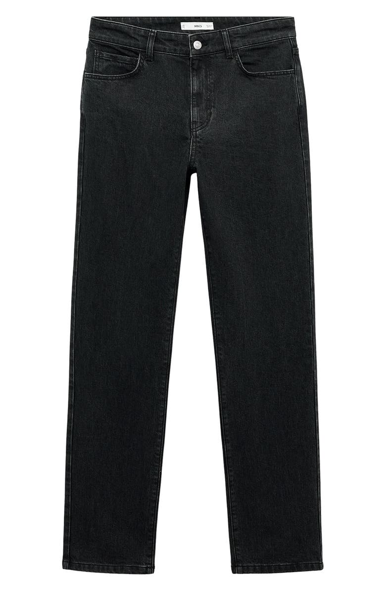 MANGO Mid Rise Straight Leg Jeans, Alternate, color, Black Denim
