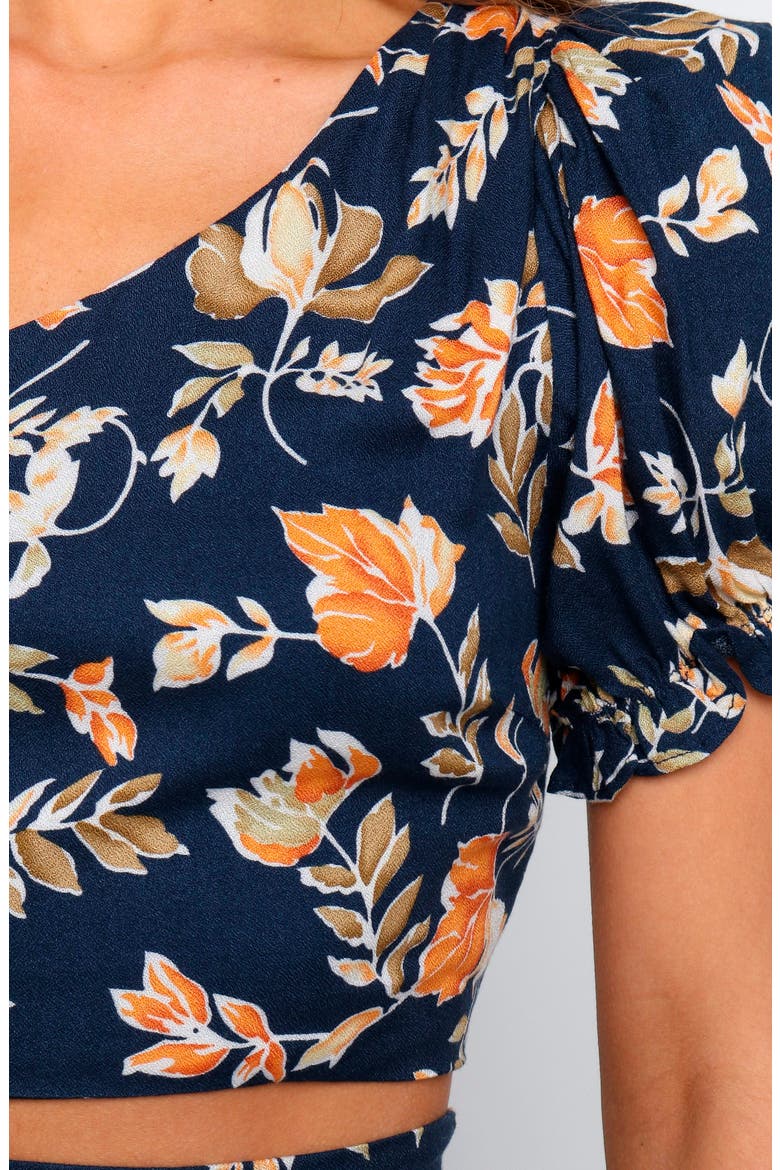 Aimee One-Shoulder Crop Top, Alternate, color, NAVY
