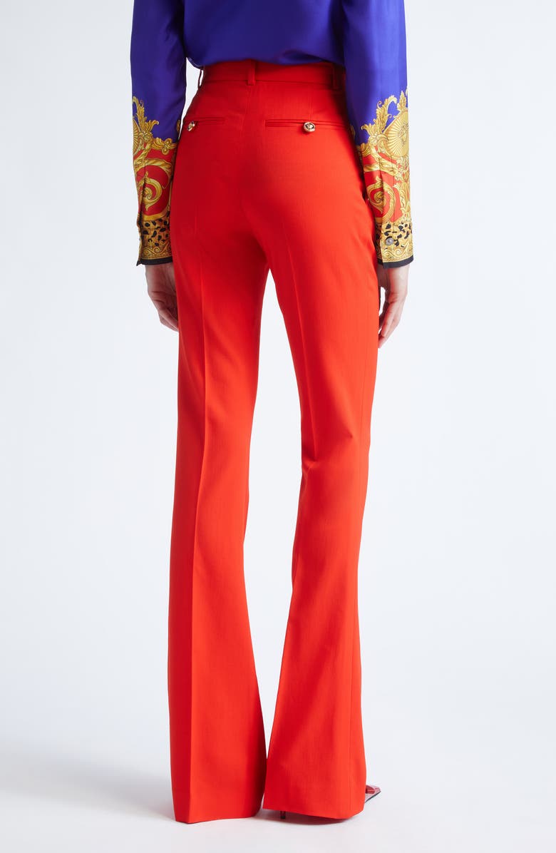 Versace Stretch Wool Gabardine Flare Pants, Alternate, color, Scarlet