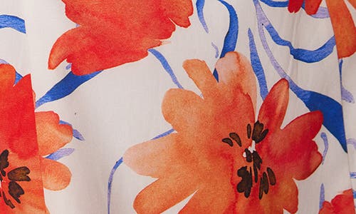 Lost + Wander Poppy Blooms Mini Dress In White Orange Floral In Multi