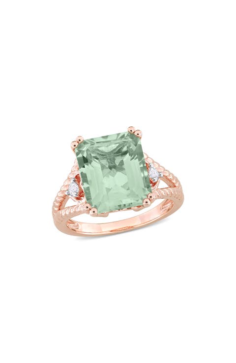 Green Quartz & White Topaz Statement Ring