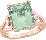 DELMAR Green Quartz & White Topaz Statement Ring
