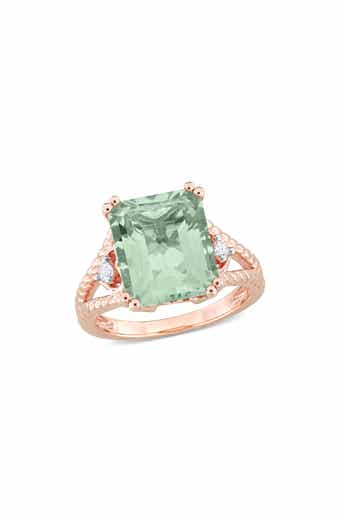 DELMAR Green Quartz & White Topaz Statement Ring