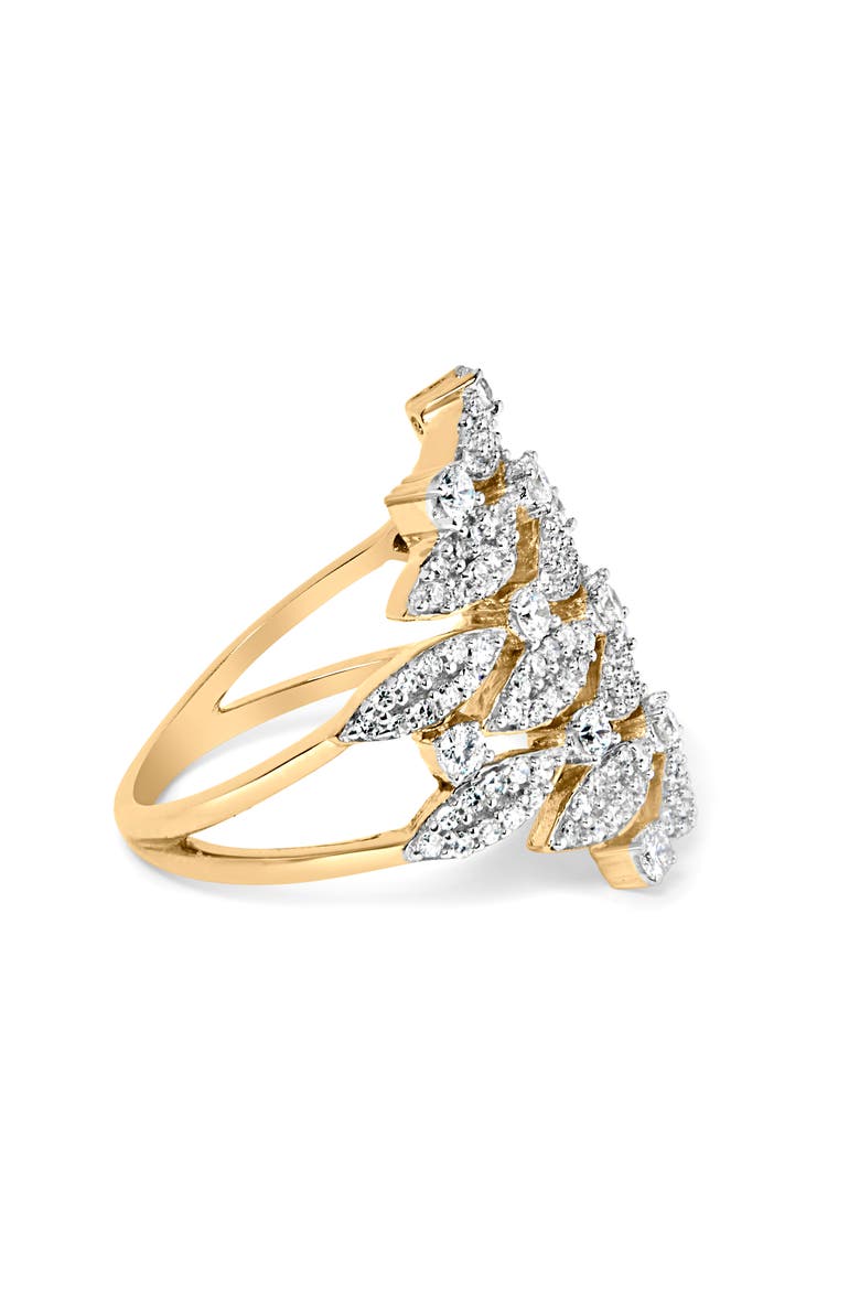 14K Gold 1.0 Cttw Diamond Geometric Stacked Open Cocktail Ring, Alternate, color, Yellow Gold