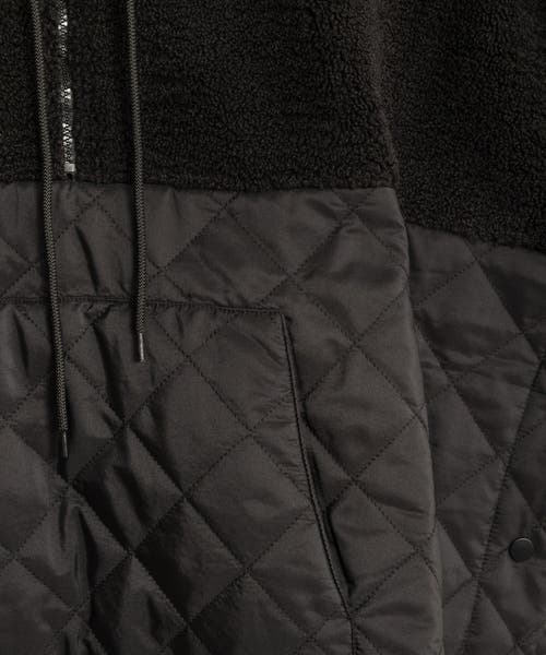 Echo Combo Quilted Hooded Poncho In Black