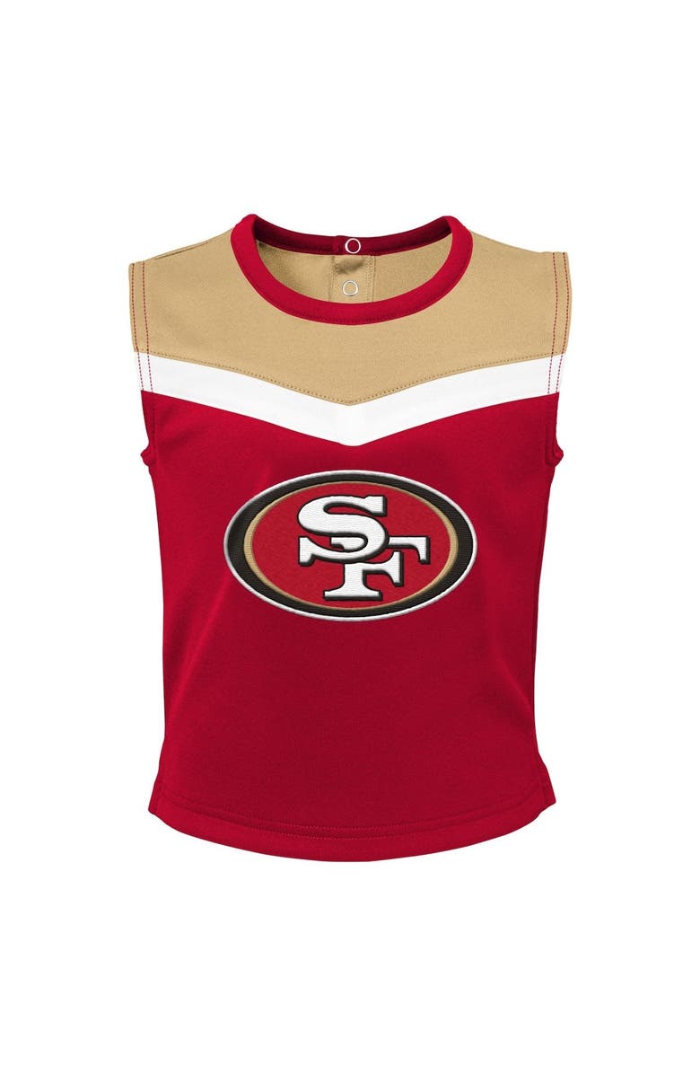 Outerstuff Girls Toddler Scarlet San Francisco 49ers Spirit Cheer Two-Piece Cheerleader Set with Bloomers, Alternate, color, Scarlet