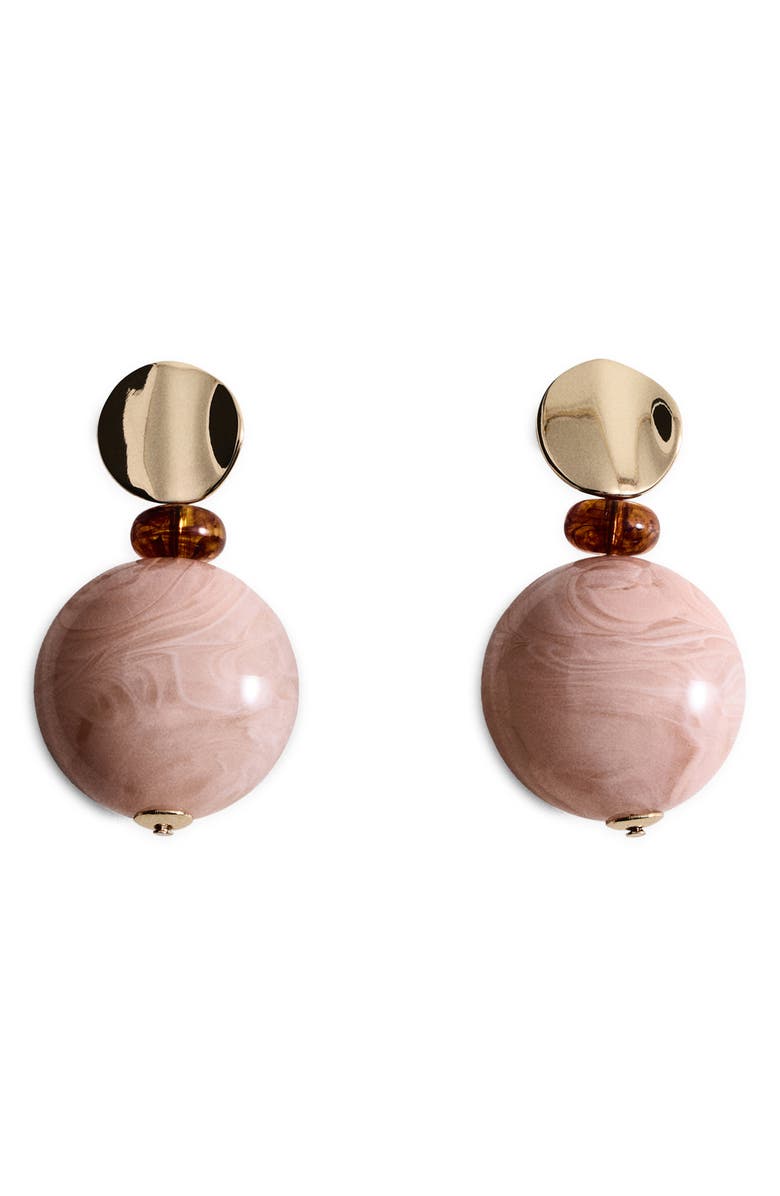 MANGO Combined Bead Drop Earrings, Main, color, Pastel Pink