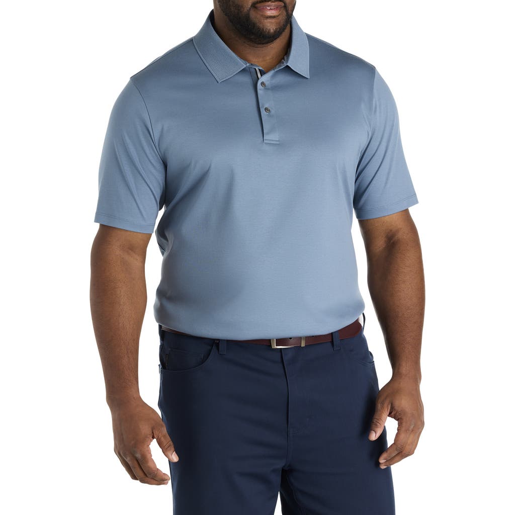Perry Ellis Big & Tall Interlock-textured Polo Shirt In Blue