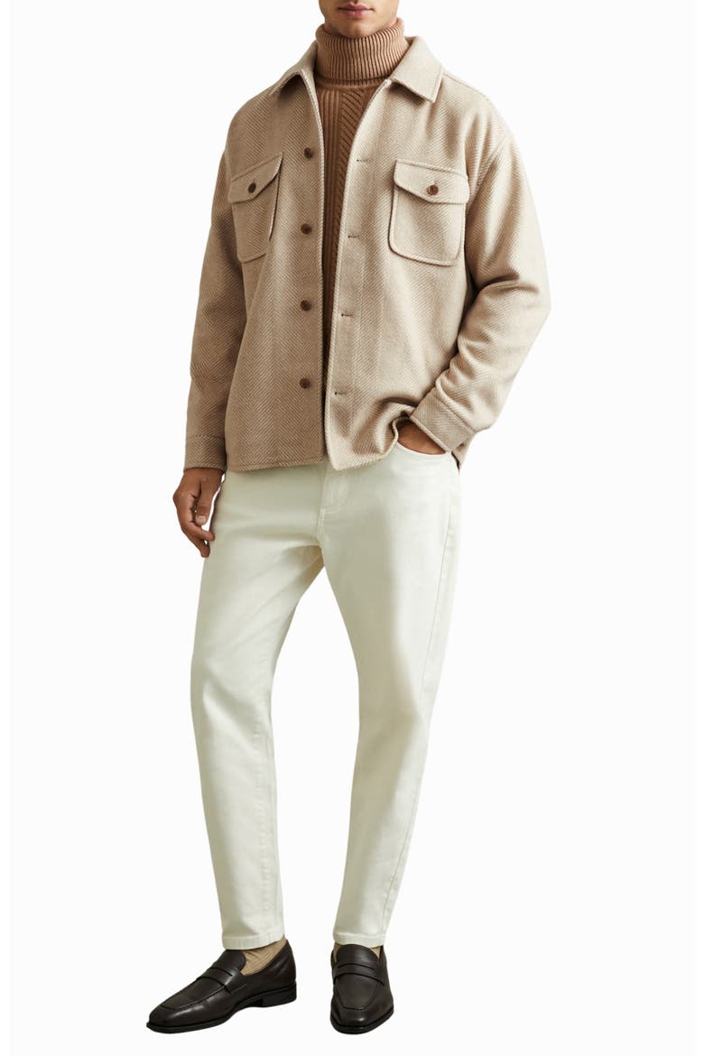 Compton Herringbone Wool Blend Shirt Jacket, Alternate, color, OATMEAL