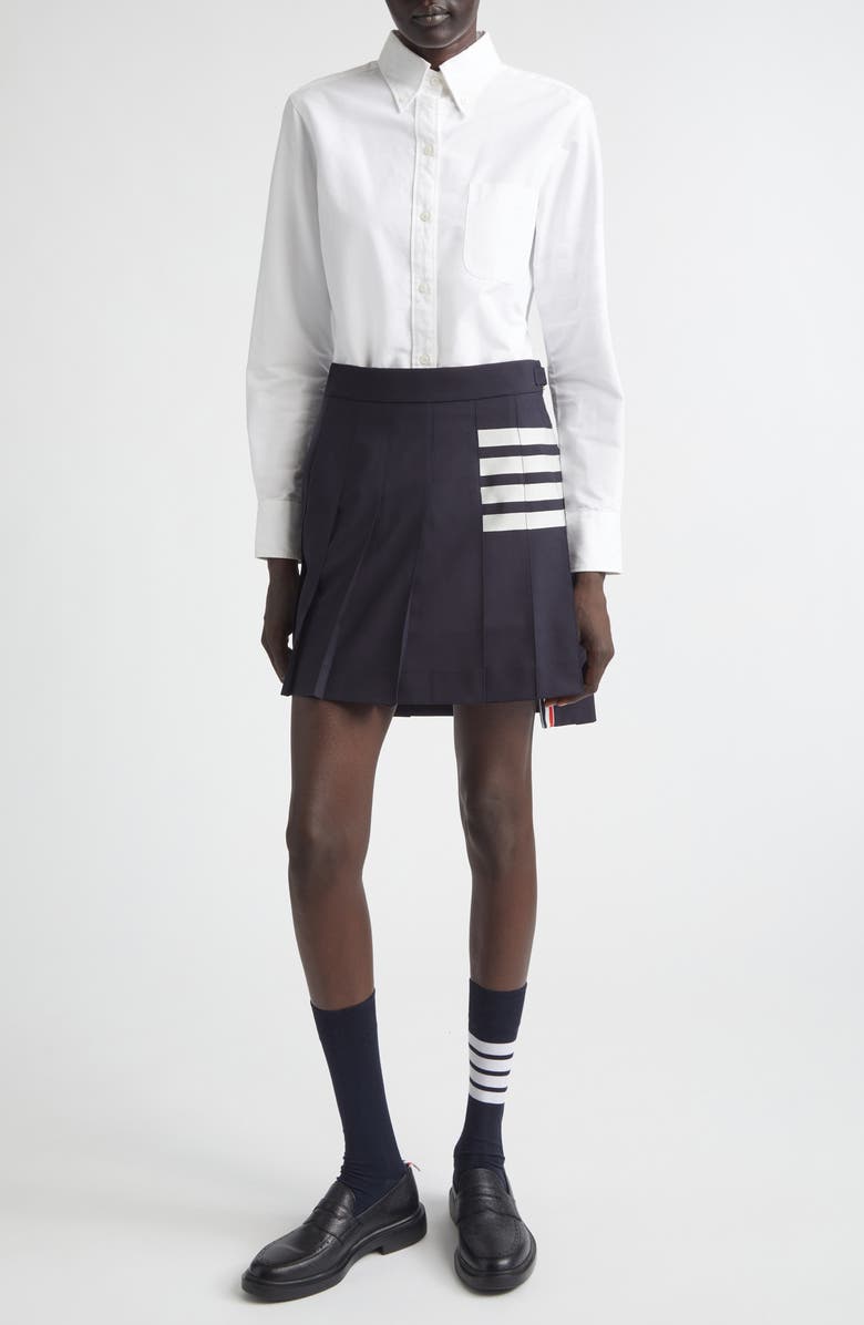 Thom Browne Classic Point Collar Long Sleeve Cotton Blouse, Alternate, color, White