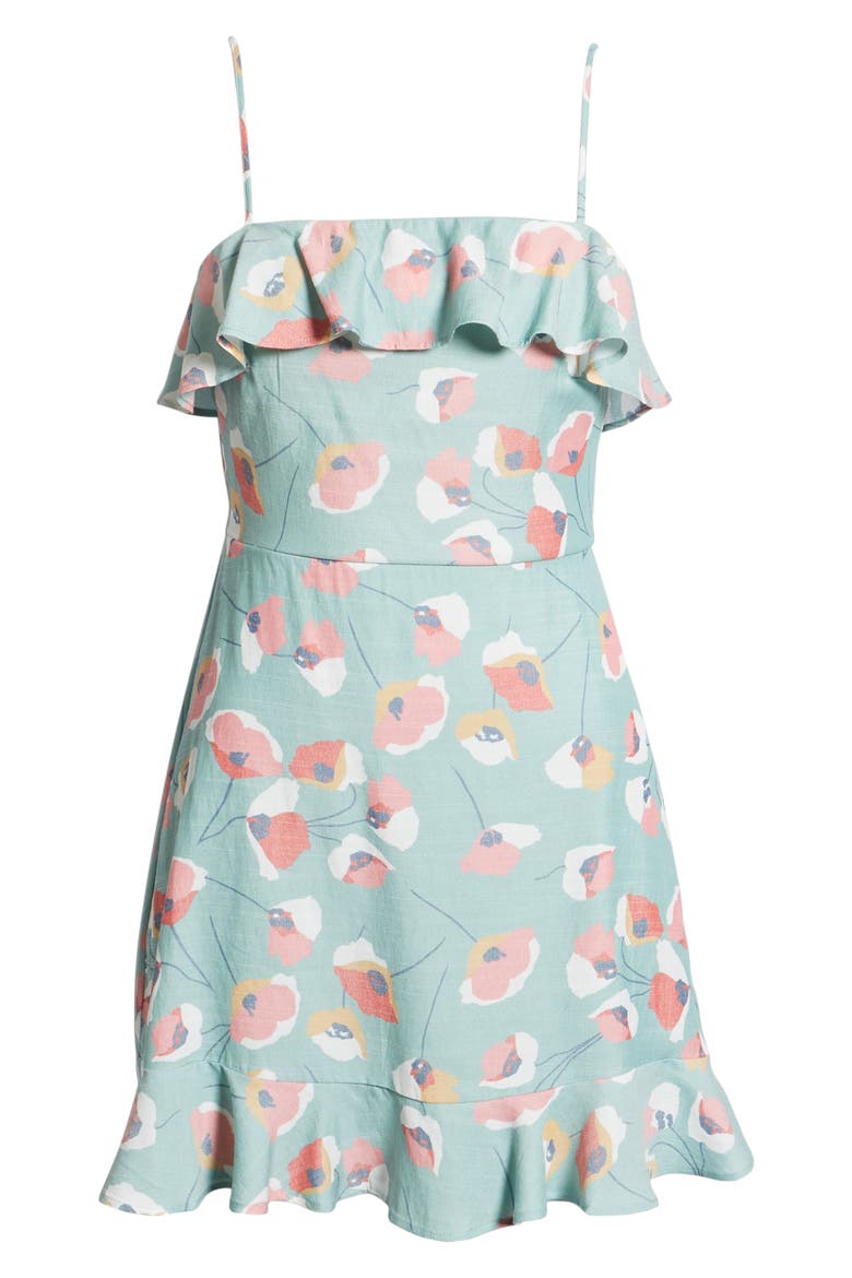 Ruffle Minidress, Alternate, color, AQUA FLORAL
