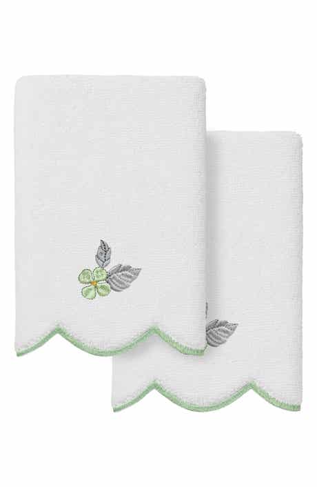 Hydea Scalloped Set of 2 Embroidered Washcloths