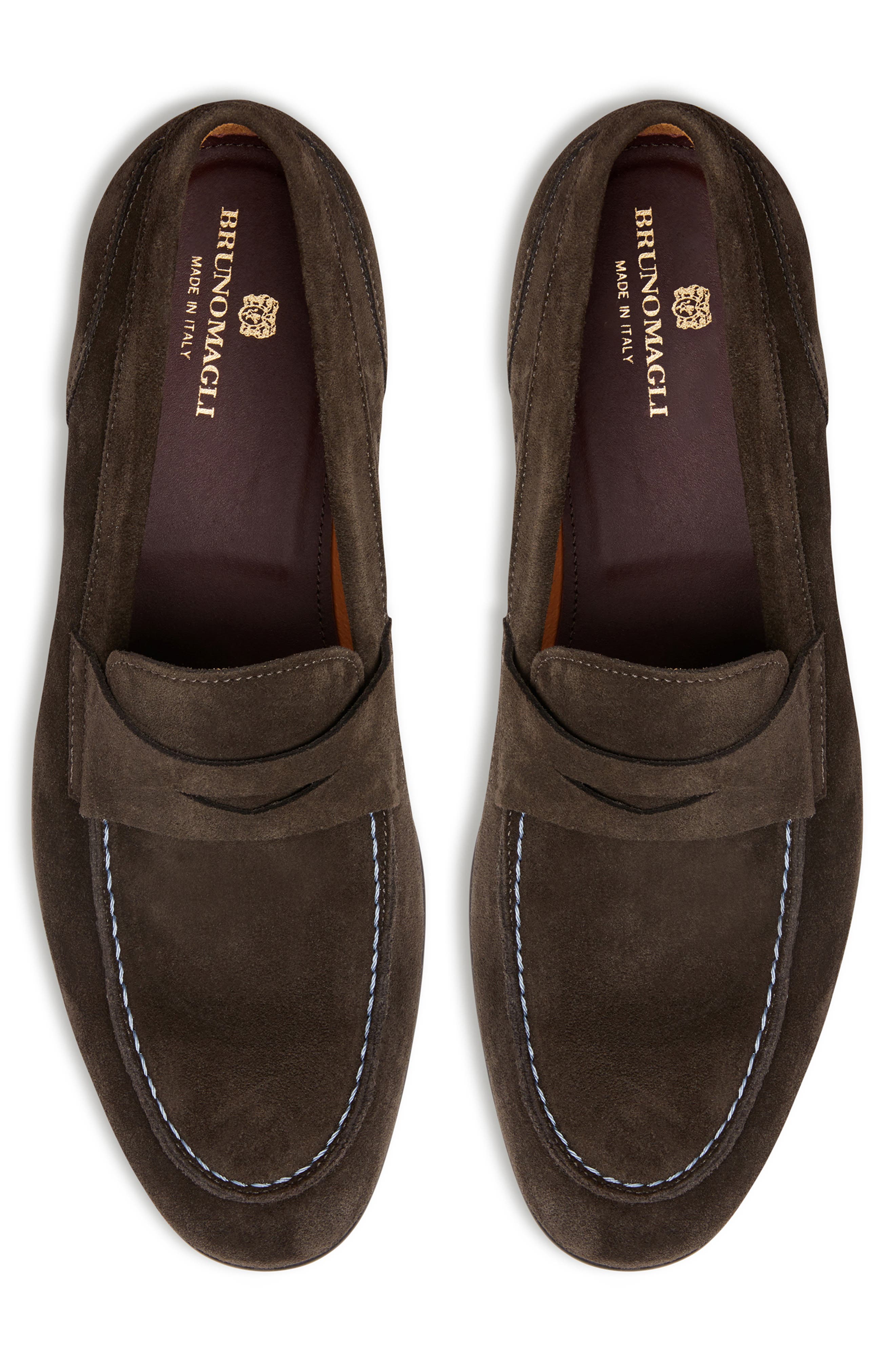 Silas Penny Loafer, Alternate, color, DARK BROWN SUEDE