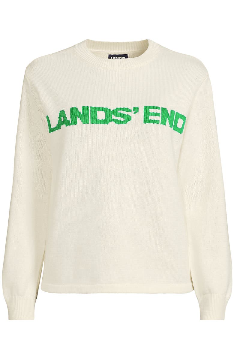 Lands' End Drifter Jacquard Crew Neck Sweater, Alternate, color, Fresh Ivory Lands End