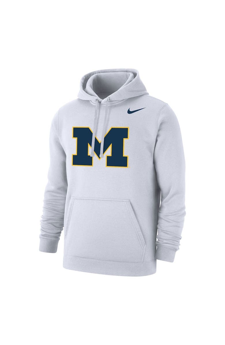 Nike Men's Nike White Michigan Wolverines Logo Club Pullover Hoodie, Alternate, color, 