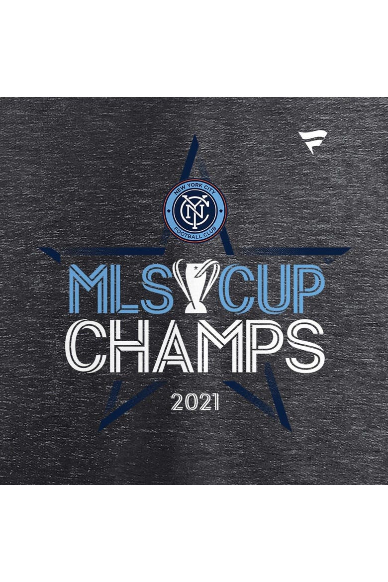 Women's Fanatics Branded Heathered Charcoal New York City FC 2021 MLS Cup Champions Locker Room Long Sleeve V-Neck T-Shirt, Alternate, color, Heather Charcoal
