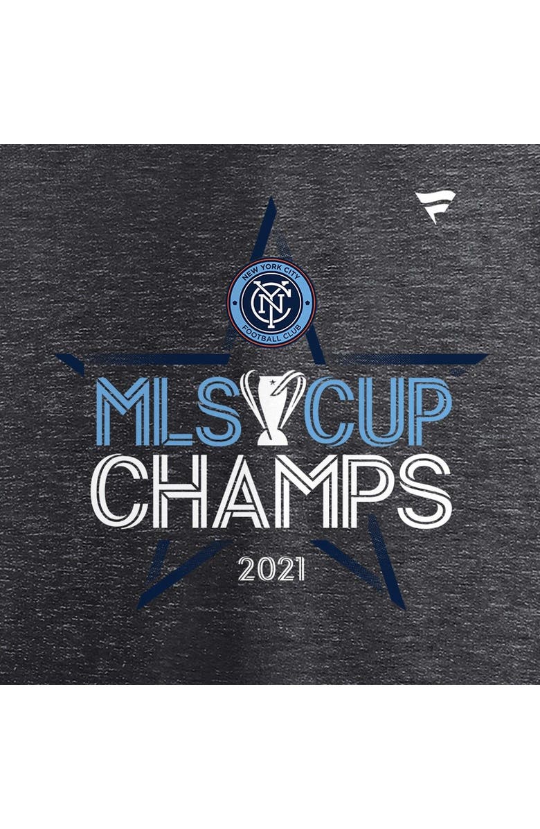 FANATICS Women's Fanatics Branded Heathered Charcoal New York City FC 2021 MLS Cup Champions Locker Room Long Sleeve V-Neck T-Shirt, Alternate, color, 