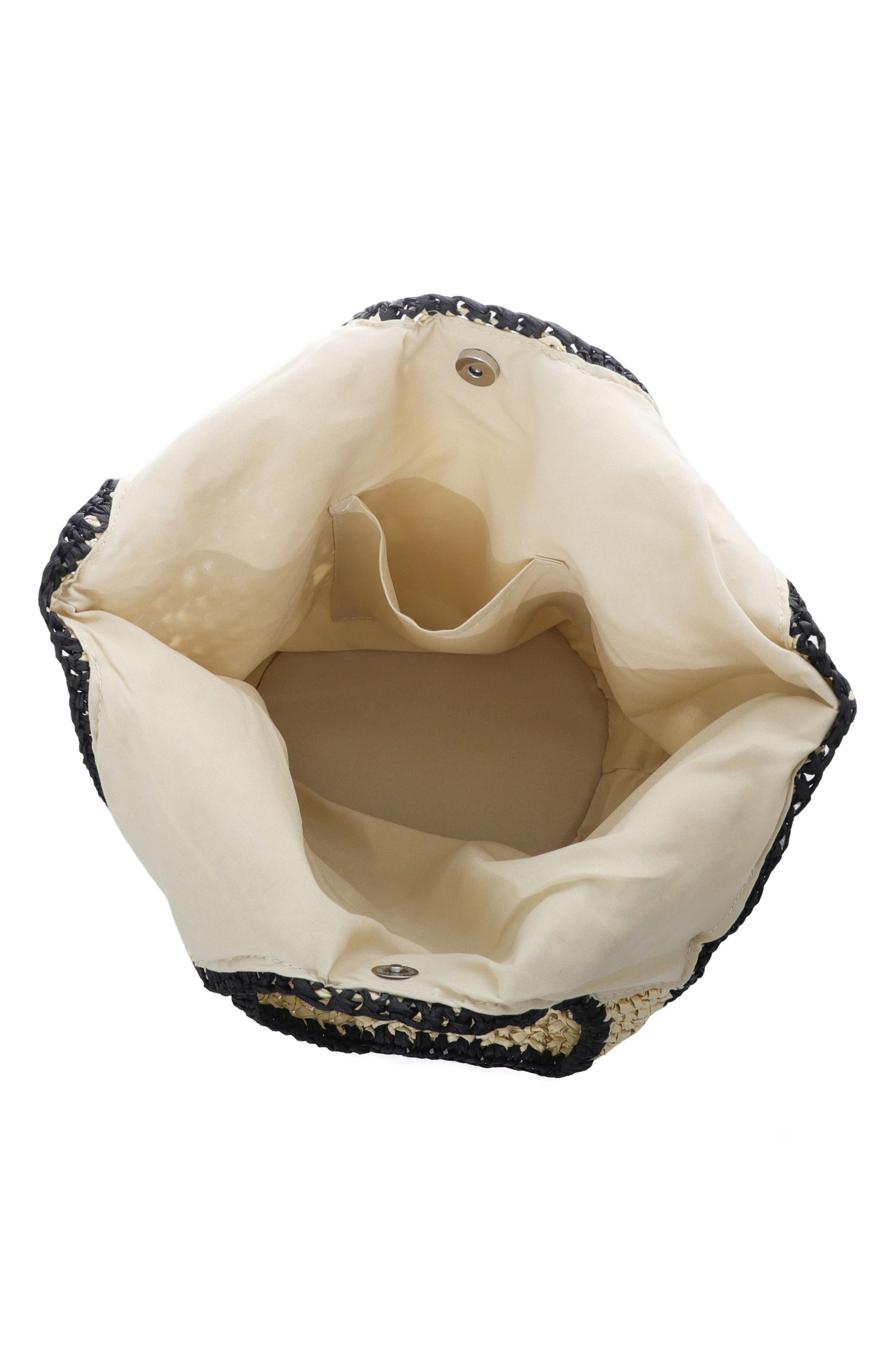 Adornia Oversized Raffia Hobo Shoulder Bag, Alternate, color, White/ Black