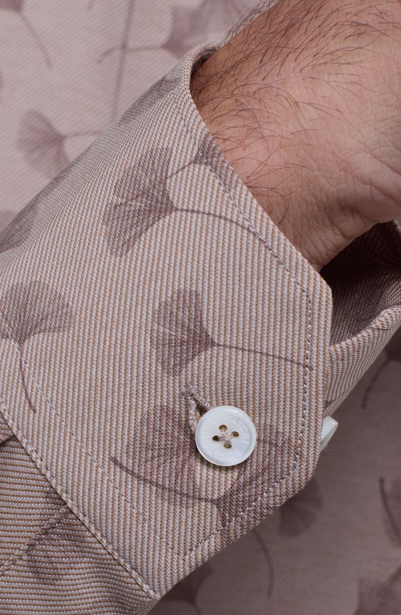 Bugatchi James OoohCotton<sup>®</sup> Floral Twill Button-Up Shirt, Alternate, color, Sand