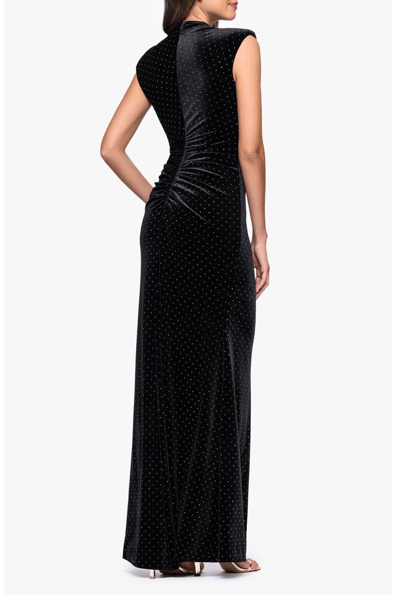 Stud Detail Velvet Sheath Gown, Alternate, color, BLK/ SILVER