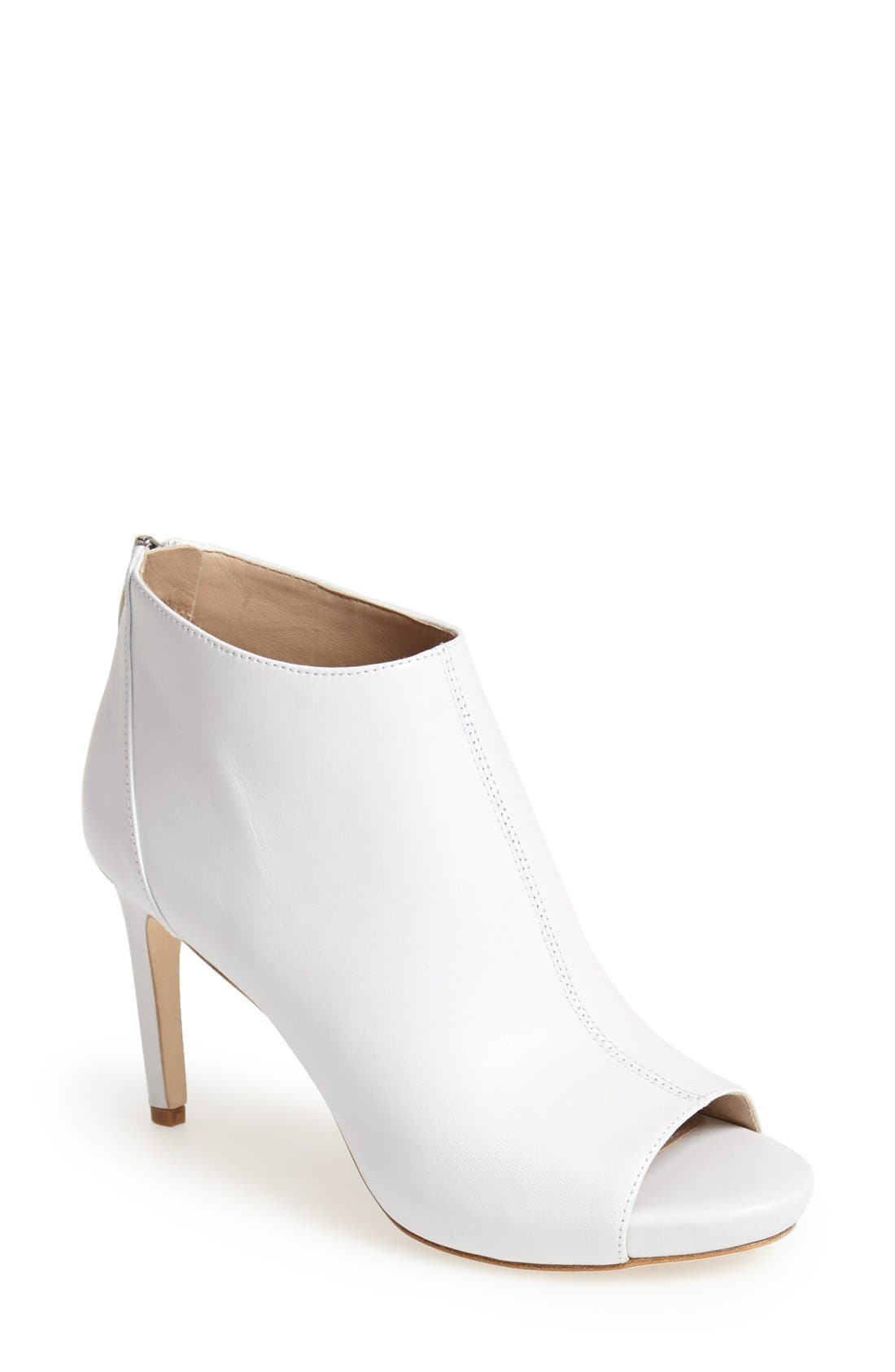 'Nessa 2' Leather Open Toe Bootie, Main, color, WHITE NAPPA