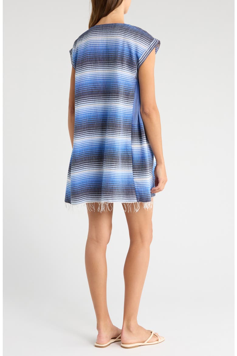 Elina Stripe Cotton Caftan, Alternate, color, BLUE